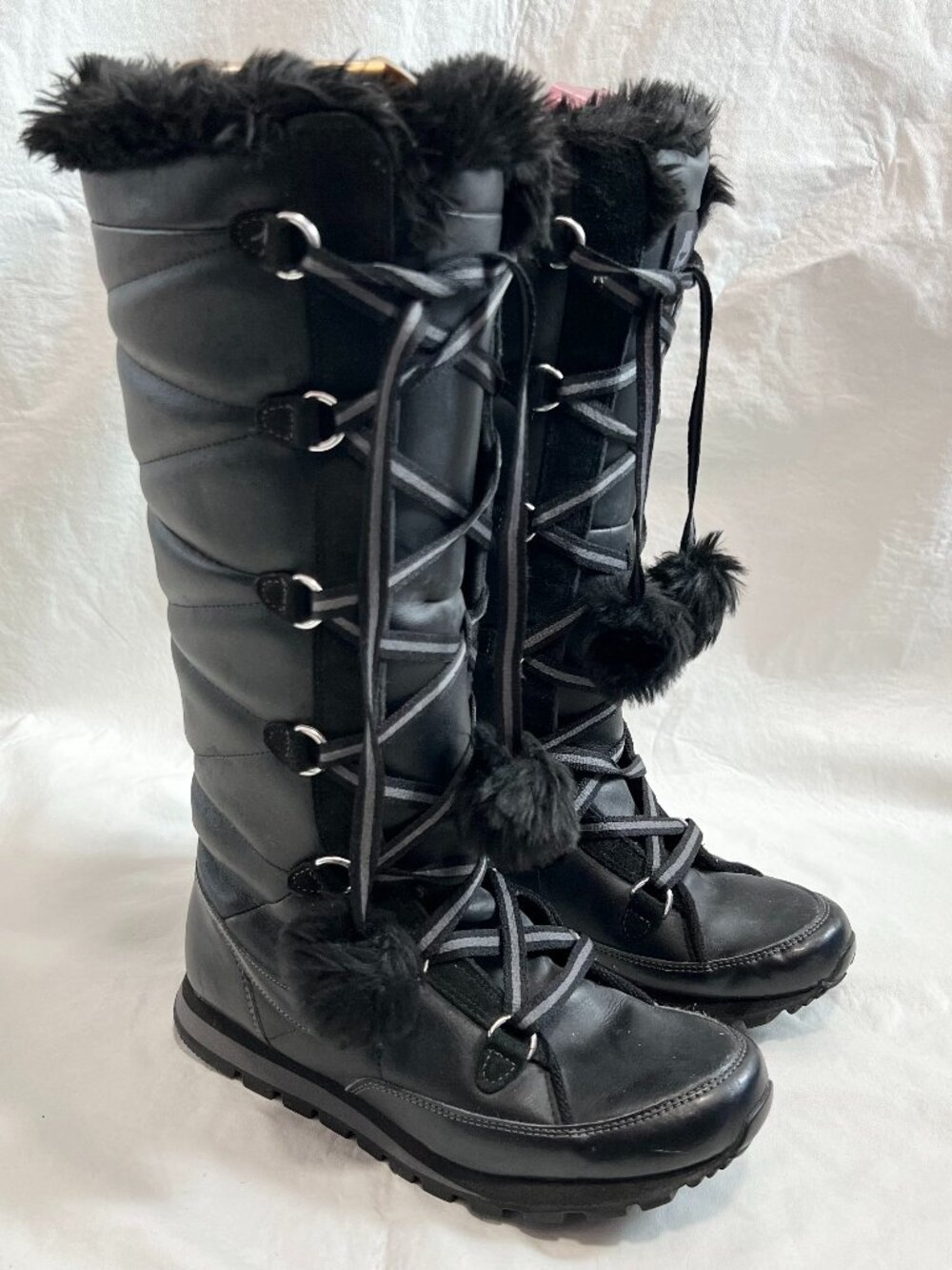 Nike Winter Hi 3 Premium Sneaker Boots black leather pom pom womens 7.5 tall